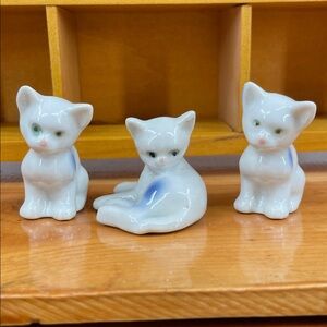 Vintage Porcelain Kitten Trinket Shelf Figurines Set of 3 –2” Miniatures